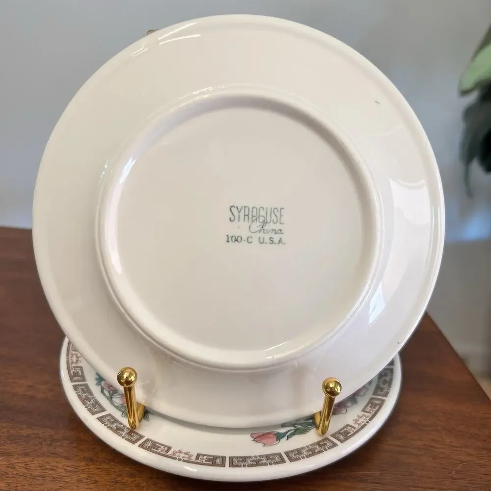 2 x 1960 Syracuse Restaurant Ware Indian Tree Pink Bread Butter Plates 100-C